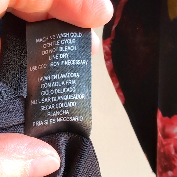 Nicole Miller Studio Women's Black Red Orange Floral Ruffle Long Sleeve Dress - Picture 15 of 16